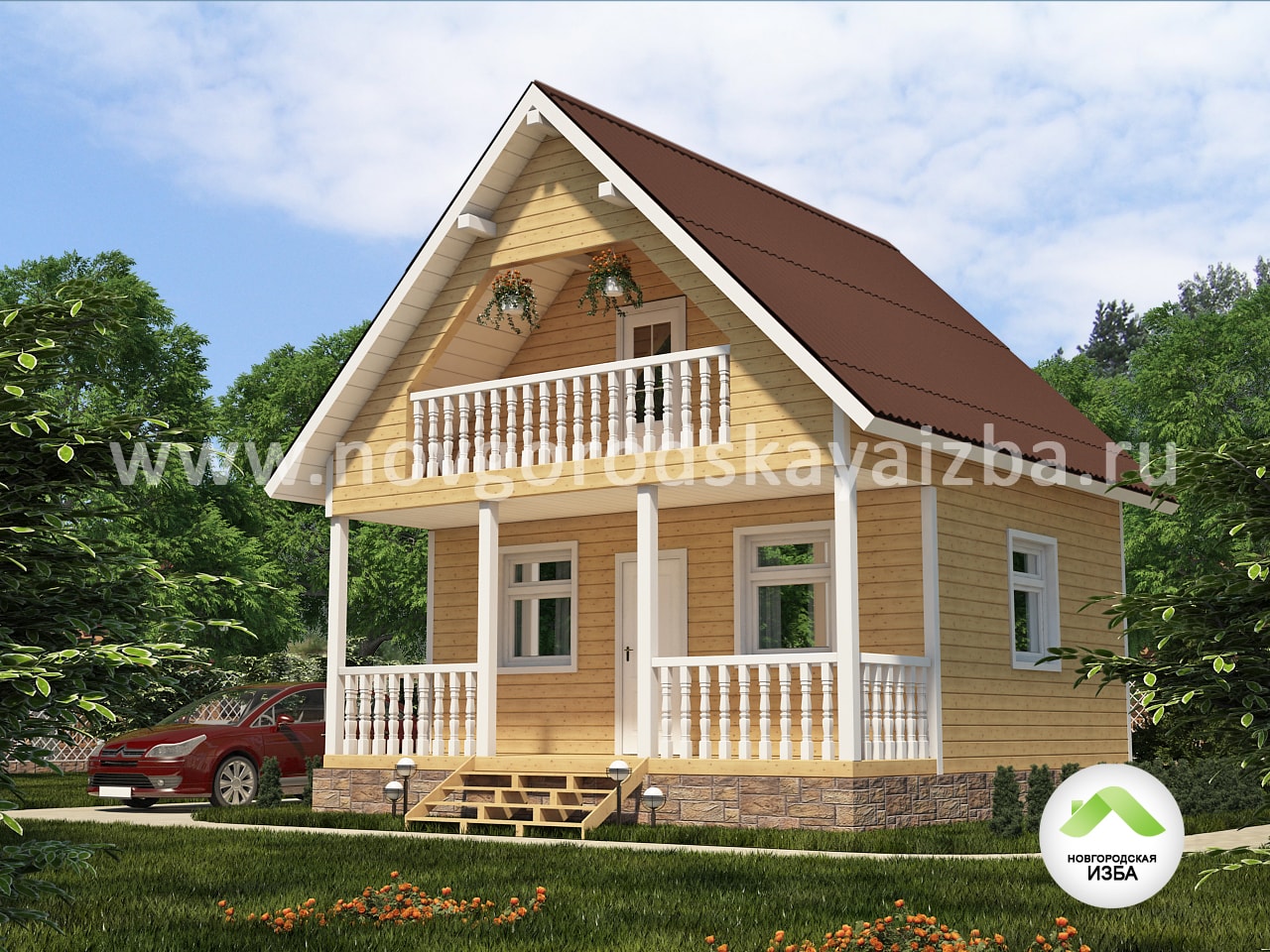 Каркасный дом 6х6 метров, площадью 56 кв.м с мансардой, ДК-6
